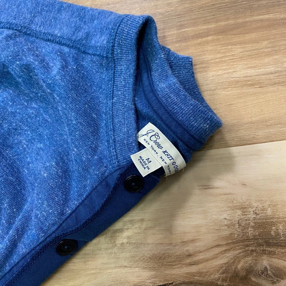 J. Crew Henley Shirt Size M Long Sleeve Lighweight Sweater Casual Blue Heathered